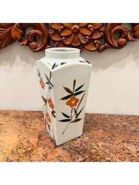 Vintage Japanese Floral Hand-Painted Porcelain Vase
